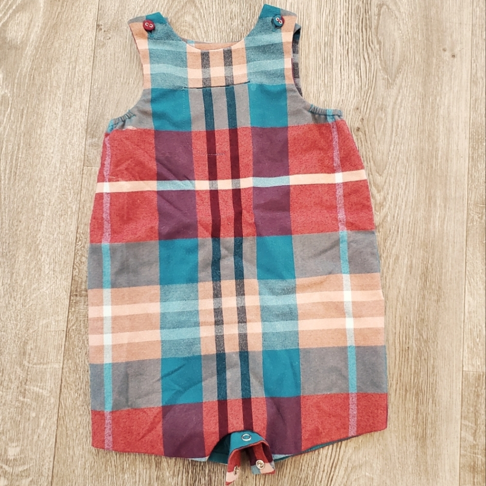 Knot plaid shortall romper size 9 months